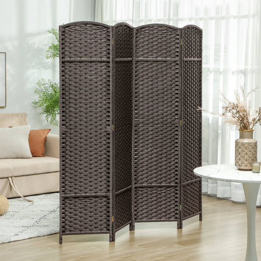 Fynco - 4 Panel Folding Room Divider, Freestanding Privacy Screen for Living Room, Bedroom and Office, 160 x 170cm, Brown