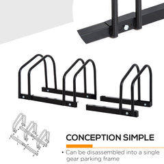 Bike Stand Parking Rack Floor or Wall Mount Bicycle Cycle Storage Locking Stand (3 Racks, Black)