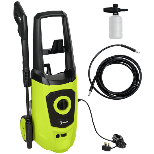 1800W High Pressure Washer, 150 Bar Pressure, 510 L/h Flow, High-Performance Portable Power Washer Jet Wash Cleaner with 6M Hose, Snow Foam Bottle for Garden, Car, Furniture, Green