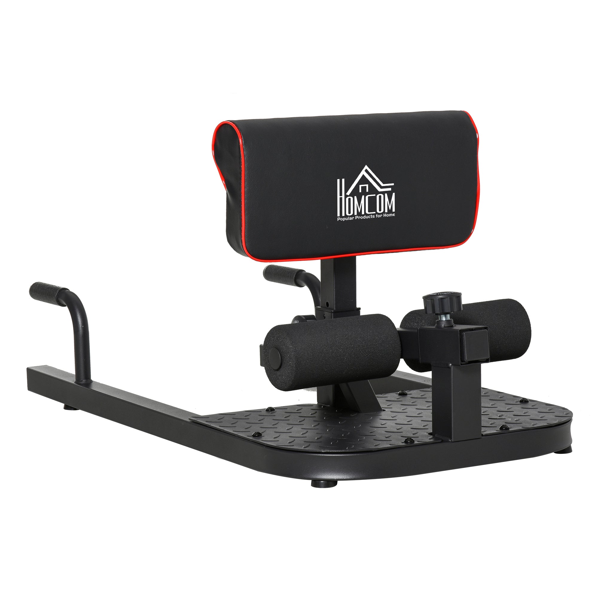 Squat Machine with Push Up Stand, Padded Hip Thrust Bench with Adjustable Cushion for Home Gym Work Out, Black