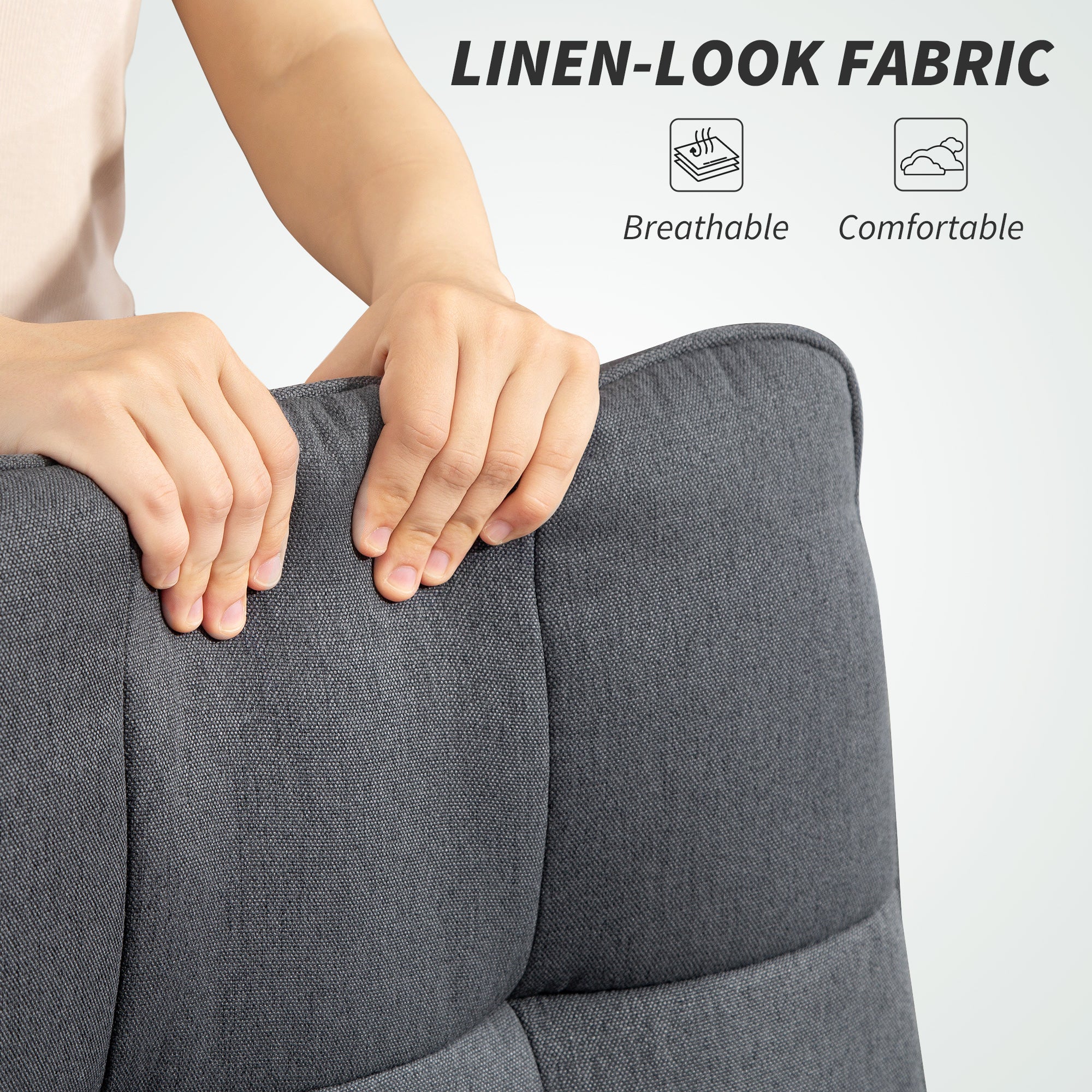 Fynco - Double Padded Linen-Look Office Chair - Charcoal Grey