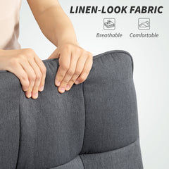 Fynco - Double Padded Linen-Look Office Chair - Charcoal Grey