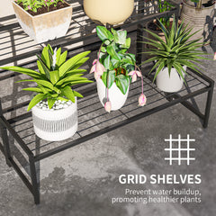 Fynco - Three-Tier Metal Plant Shelf - Black