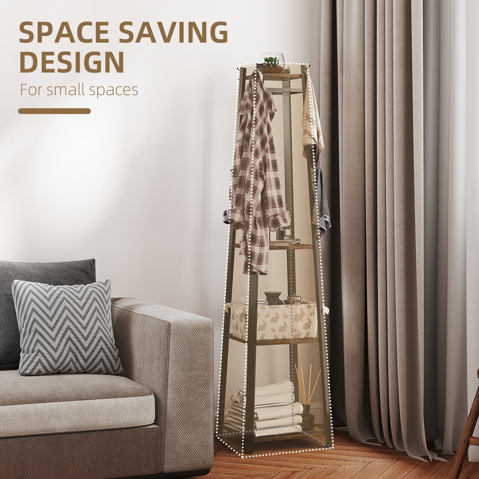 Compact Freestanding Coat Rack - Black/Brown