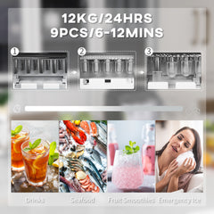 12kg Countertop Ice Machine, with Scoop