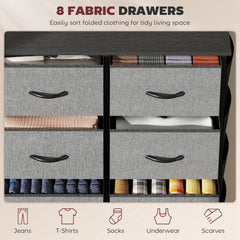 Chest of Eight Fabric Drawers - Charcoal Grey