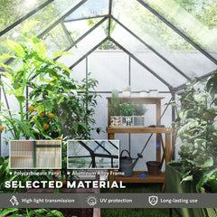 Fynco - 190 x 253 cm Walk-In Polycarbonate Greenhouse - Dark Grey