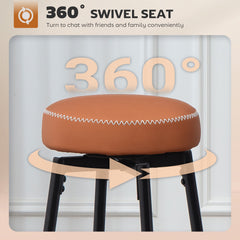 Set of Two Faux Leather Bar Stools - Brown/Black