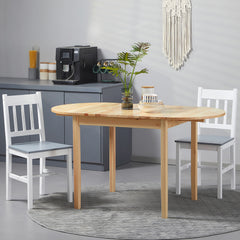 4-6 Person Wooden Drop-Leaf Table - Natural Finish