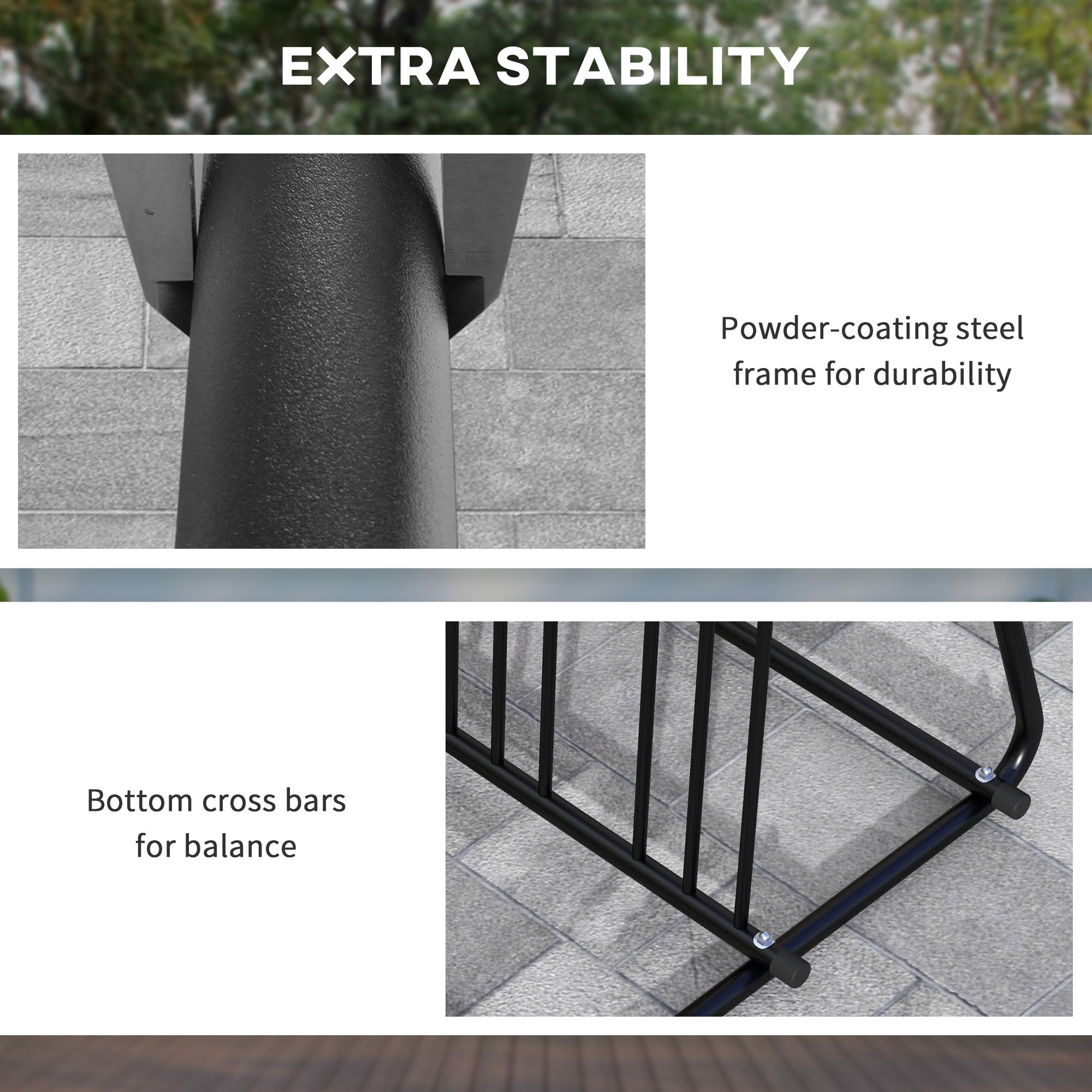 Bike Stand, Double-sided Bike Rack Floor Stand for 6 Bicycles, Kids/Mountain/Road Bikes Garage Indoor Outdoor Use