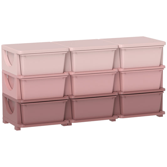Kids Storage Unit, with Nine Drawers - Pink