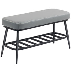 Fynco - PU Leather Shoe Storage Bench - Grey
