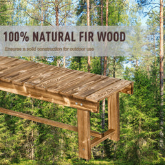 1 Piece 2-seater Outdoor Indoor Wooden Garden Bench Fir Patio Loveseat, 110L x 38W x 35Hcm, Carbonised