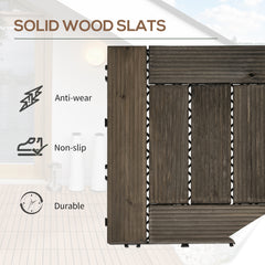 27 Pcs Wooden Interlocking Decking Tiles, 30 x 30 cm Outdoor Flooring Tiles, 2.5㎡ per Pack, for Patio, Balcony, Terrace, Hot Tub, Charcoal Grey
