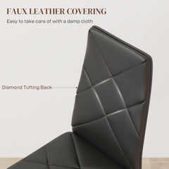 Set of 6 Faux Leather Dining Chairs - Black