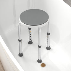 Fynco - 360° Swivel Shower Chair, Height Adjustable Aluminium Shower Stool with Non-Slip Feet for Disabled, Elderly, Grey