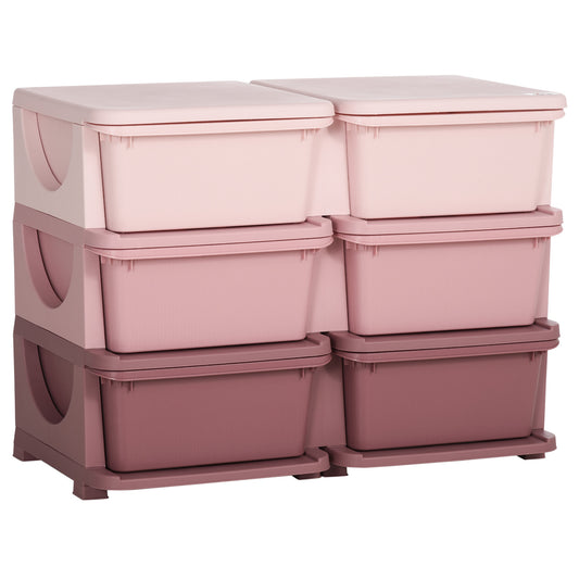 Kids Storage Unit, with Six Drawers - Pink
