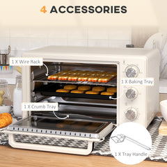 21L Mini Countertop Oven, 100°C-230°C Adjustable Temp - White