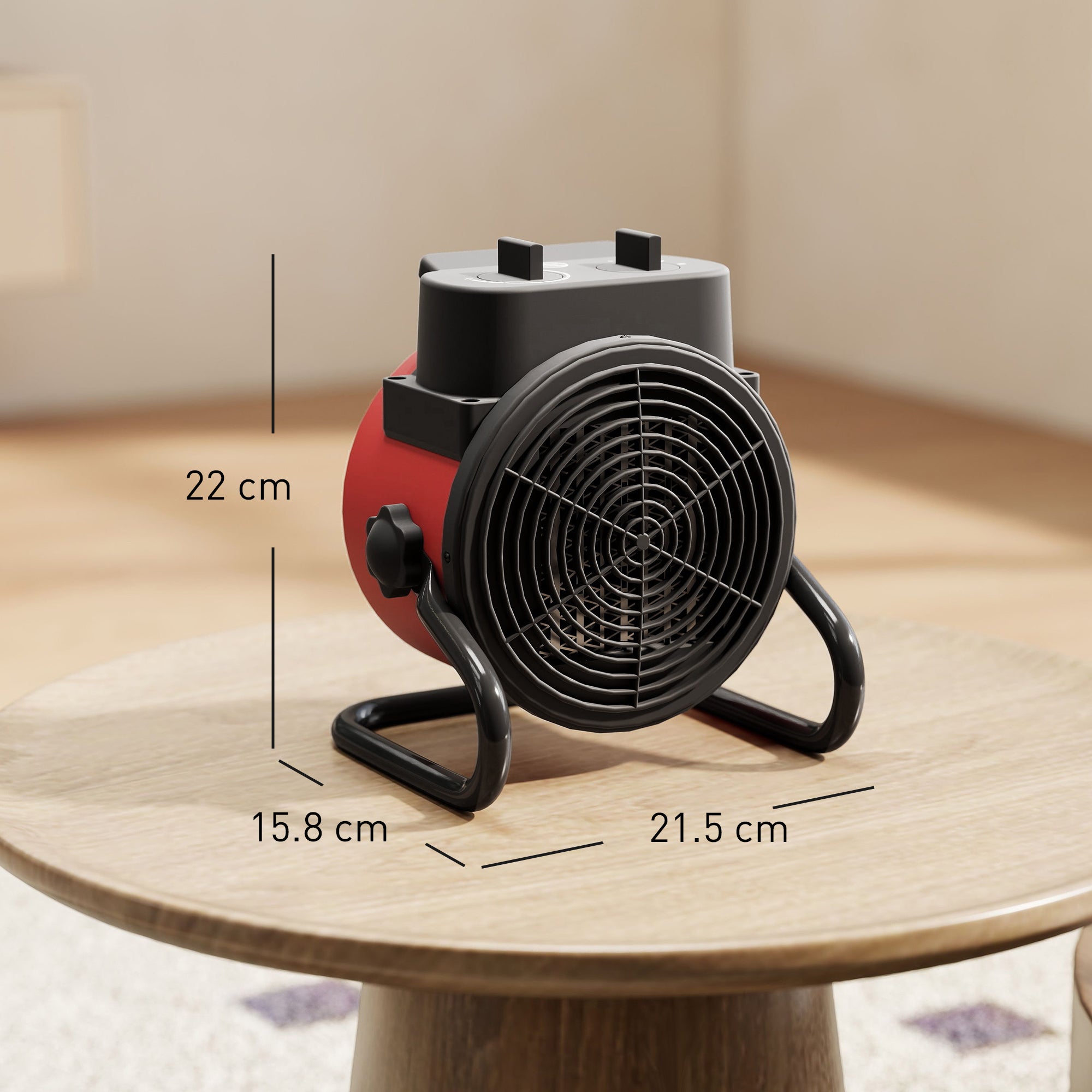 Fynco - 2000W Portable Ceramic Electric Heater with Fan - Red