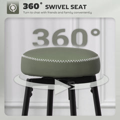 Set of Two Faux Leather Bar Stools - Green/Black