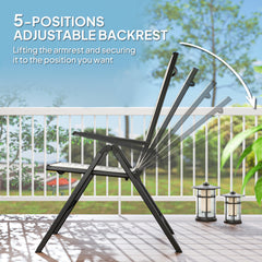 Set of Two Rattan Reclining Garden Chairs - Grey