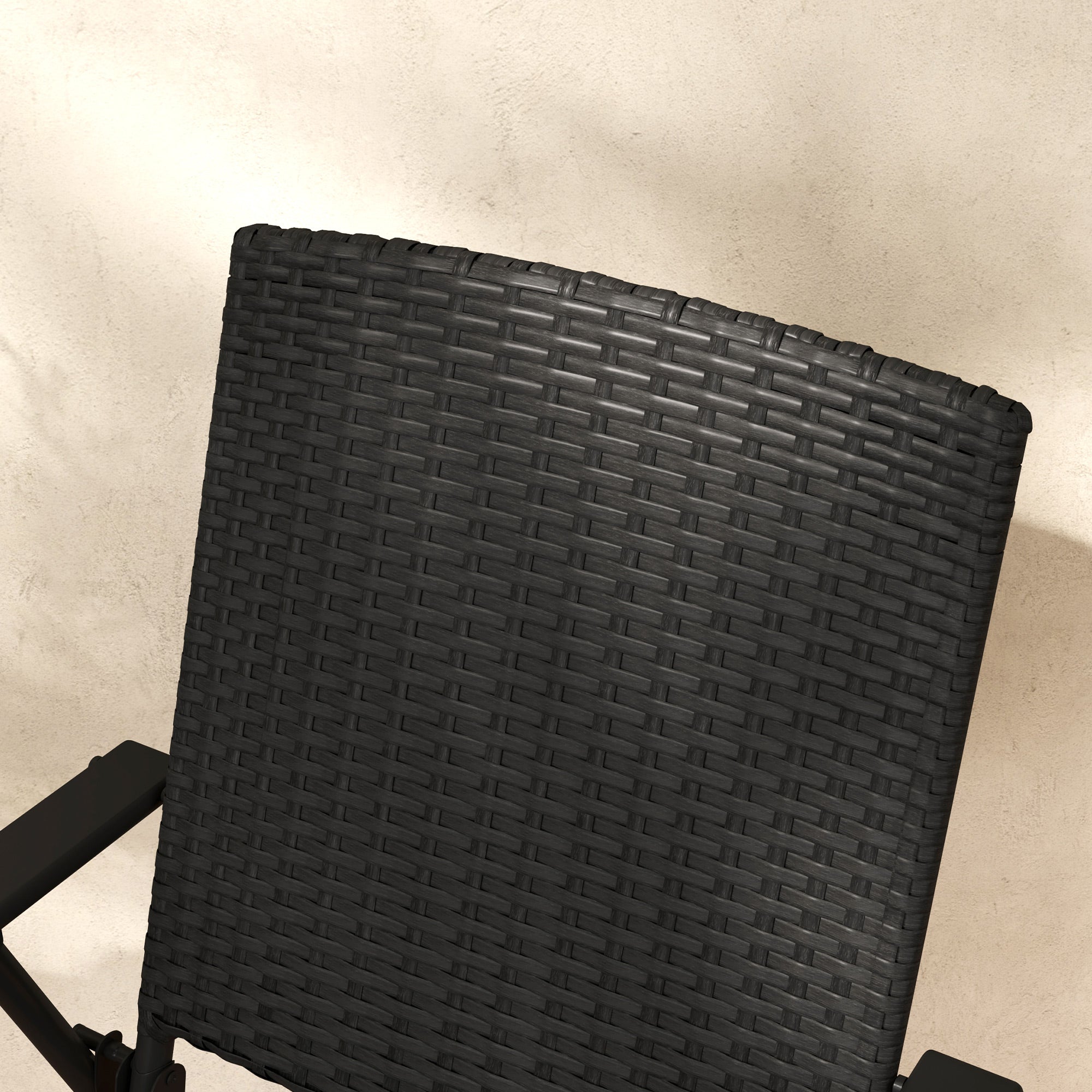 Set of Two Folding Rattan Seat Chairs - Black