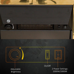 Fynco - Electric Fireplace LED Light Complete Fire Place Heating Indoor Heater Coal Burning Flame Effect Heat 2000W Max