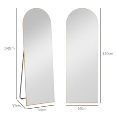 150cm Arched Full Length Mirror - Gold Tone