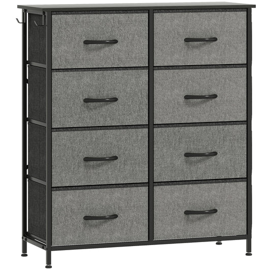 Chest of Eight Fabric Drawers - Charcoal Grey