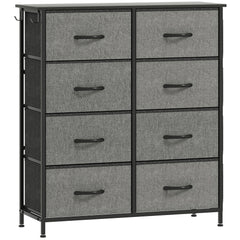 Chest of Eight Fabric Drawers - Charcoal Grey