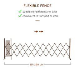 Fynco - Set of 2 Expanding Garden Fencc, Aluminium Freestanding Foldable Picket Fence, 300cmx103.5 cm, Dark Brown
