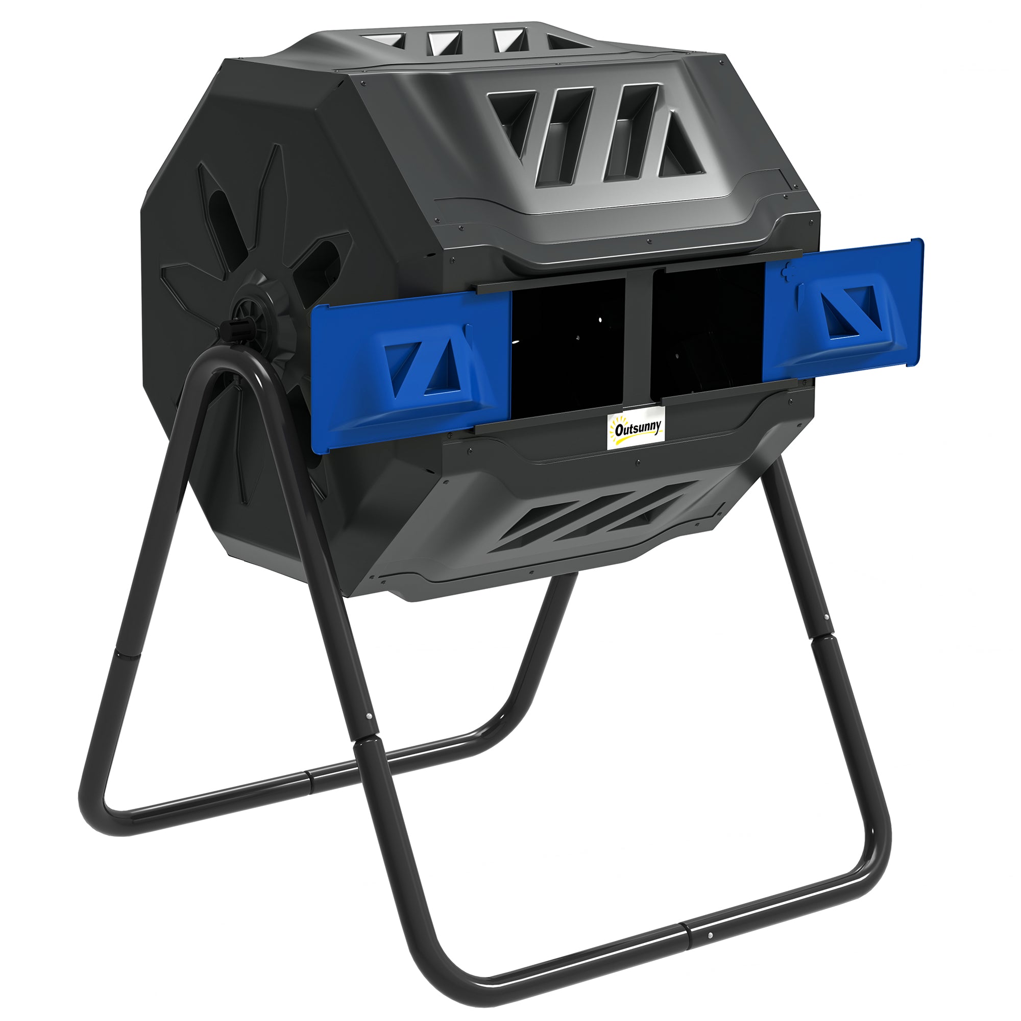 160L 360° Rotating Dual Chamber Composter - Blue