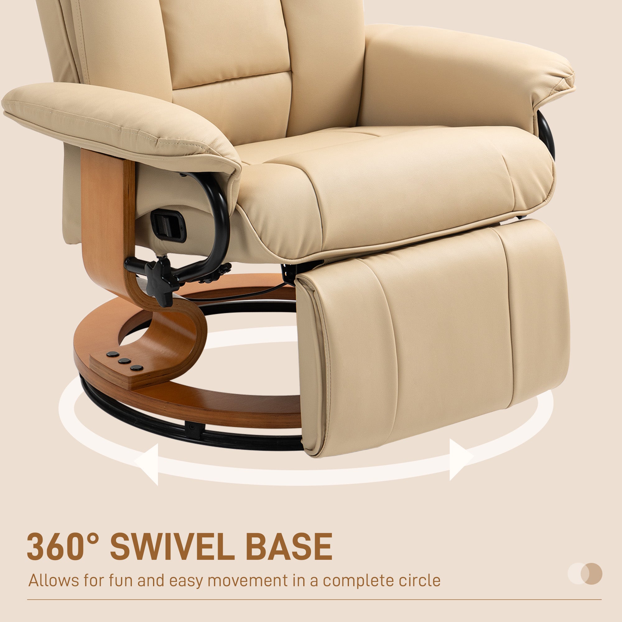 Faux Leather Recliner Chair - Beige