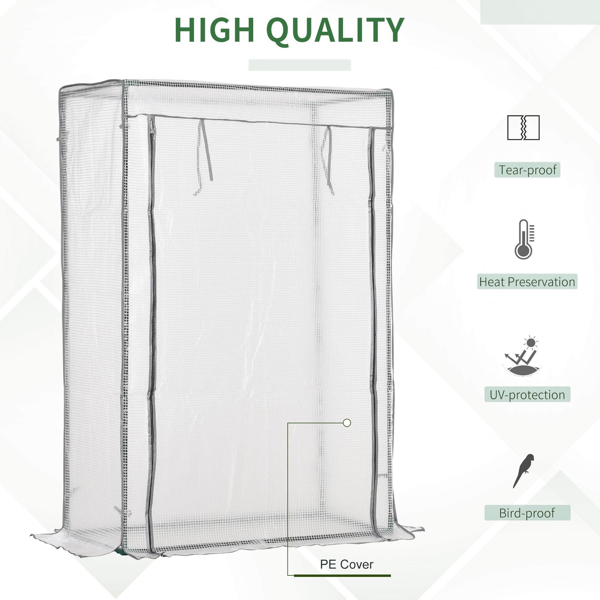 100 x 50 x 150cm Tomato Greenhouse with Roll-up Door, Mini Greenhouse with PE Cover, Outdoor Grow House Small Green House for Yard, Balcony, Garden, White
