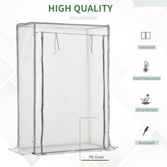 100 x 50 x 150cm Tomato Greenhouse with Roll-up Door, Mini Greenhouse with PE Cover, Outdoor Grow House Small Green House for Yard, Balcony, Garden, White