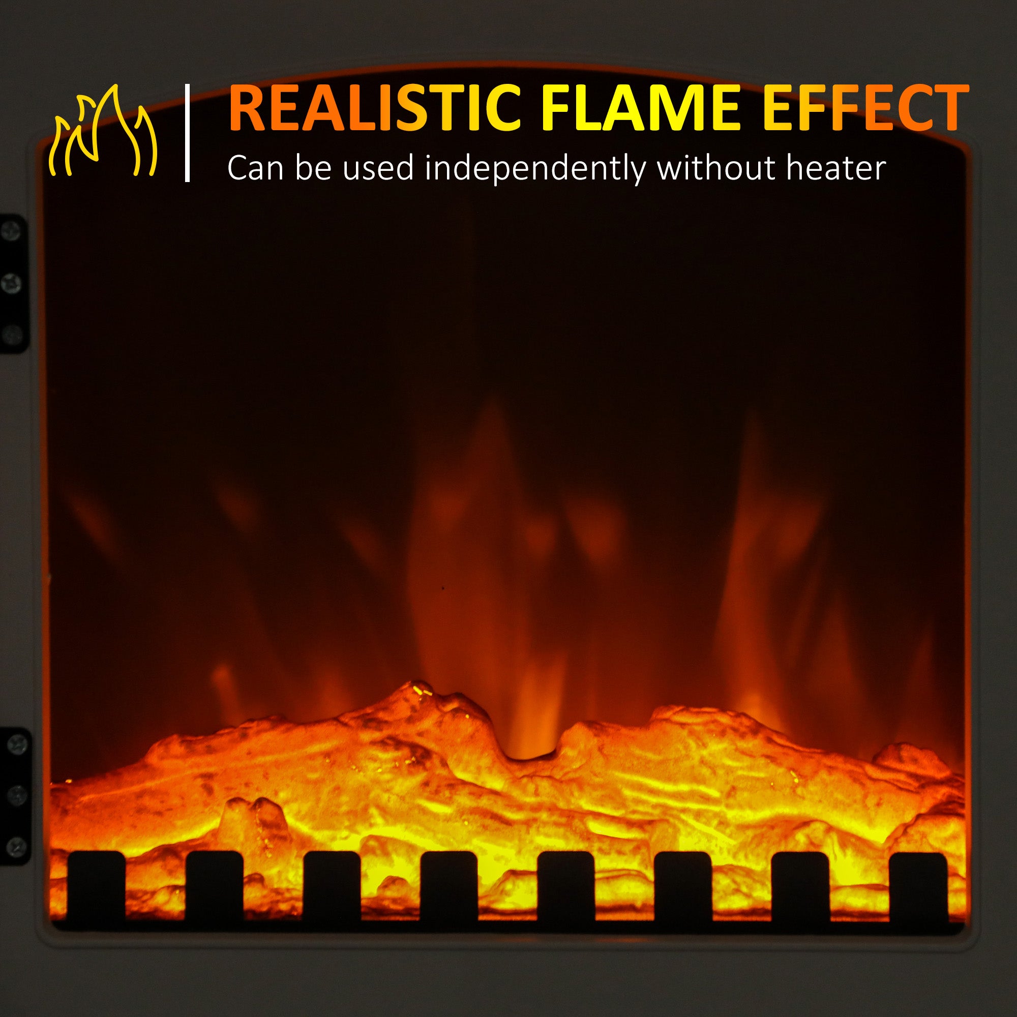 Fynco - 1kW-2kW Vintage Electric Fireplace Heater - White