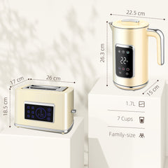 Fynco - Touch Screen Kettle and Toaster Set - Cream