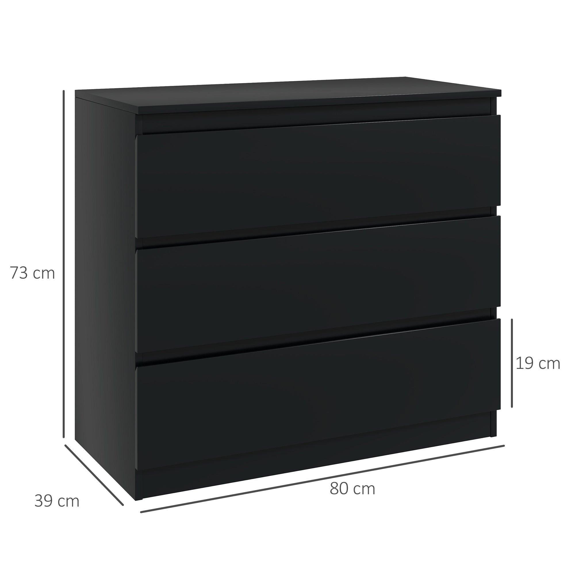 Chest of Three Drawers - Black