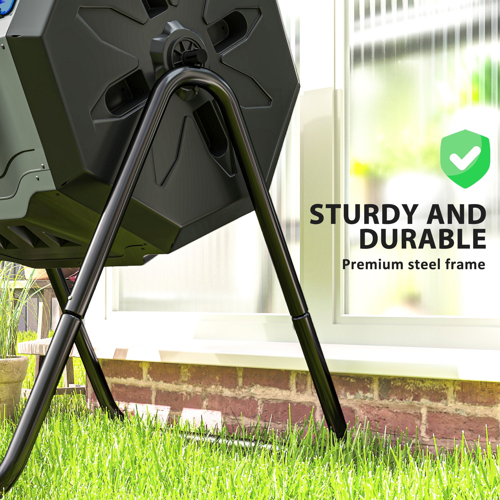 160L 360° Rotating Dual Chamber Composter - Blue