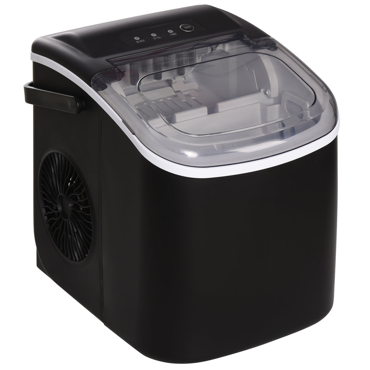 Fynco - Ice Maker Machine Counter Top, 12Kg in 24 Hrs, 9 Cubes Ready in 6-12Mins, Portable Ice Cube Maker with Ice Scoop and Basket, Black