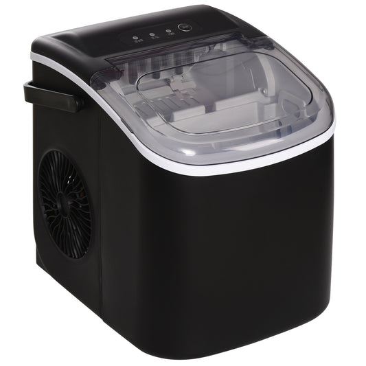 Fynco - Ice Maker Machine Counter Top, 12Kg in 24 Hrs, 9 Cubes Ready in 6-12Mins, Portable Ice Cube Maker with Ice Scoop and Basket, Black