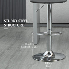 Adjustable Bar Stools Set of 2, Swivel PU Leather Upholstered Barstools with Tufted Seat and Back, Breakfast Bar Chairs for Kitchen Counter, Grey
