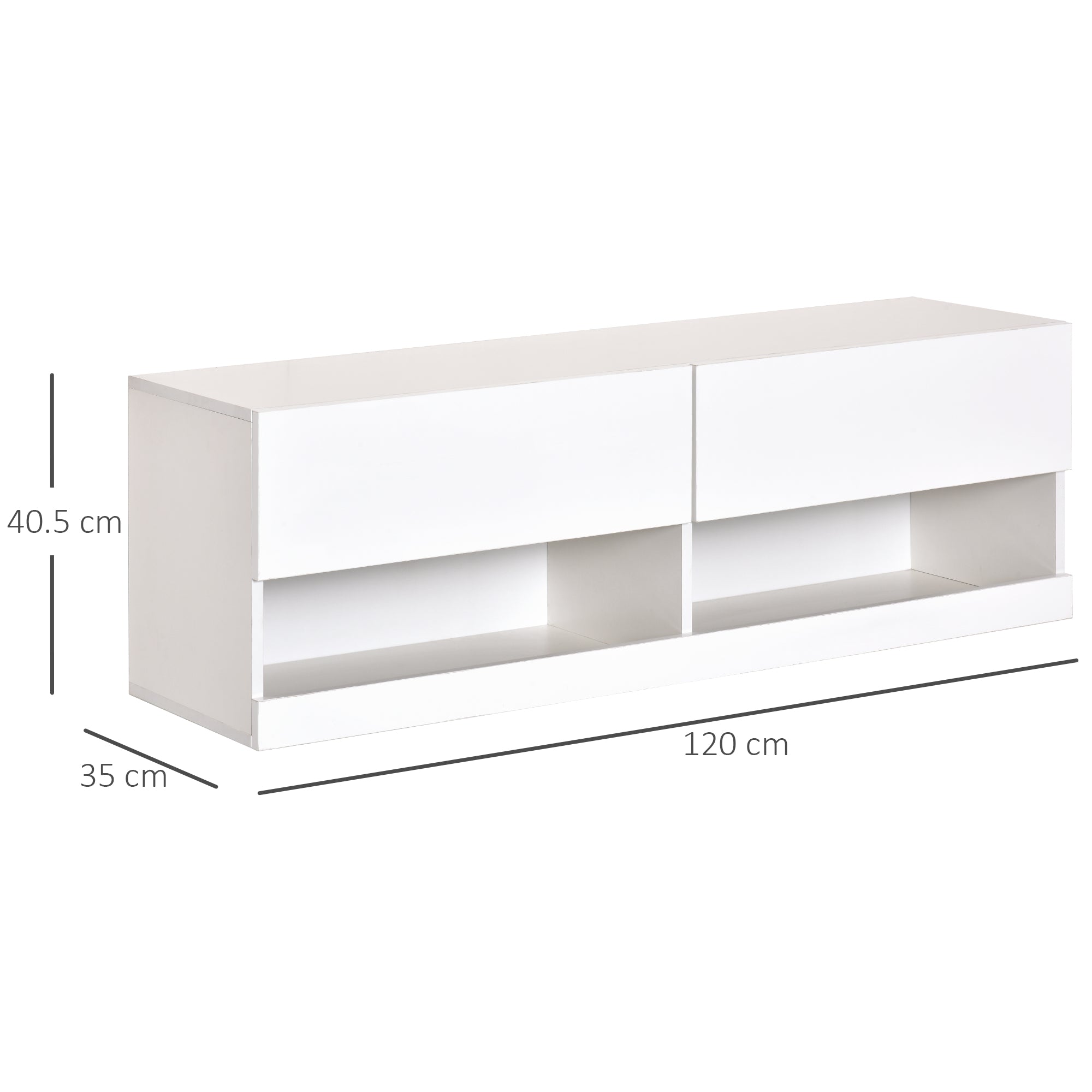 High Gloss TV Stand Cabinet with LED Lights, Wall Mount Media Unit for TVs up to 42 Inch for Living Room Bedroom