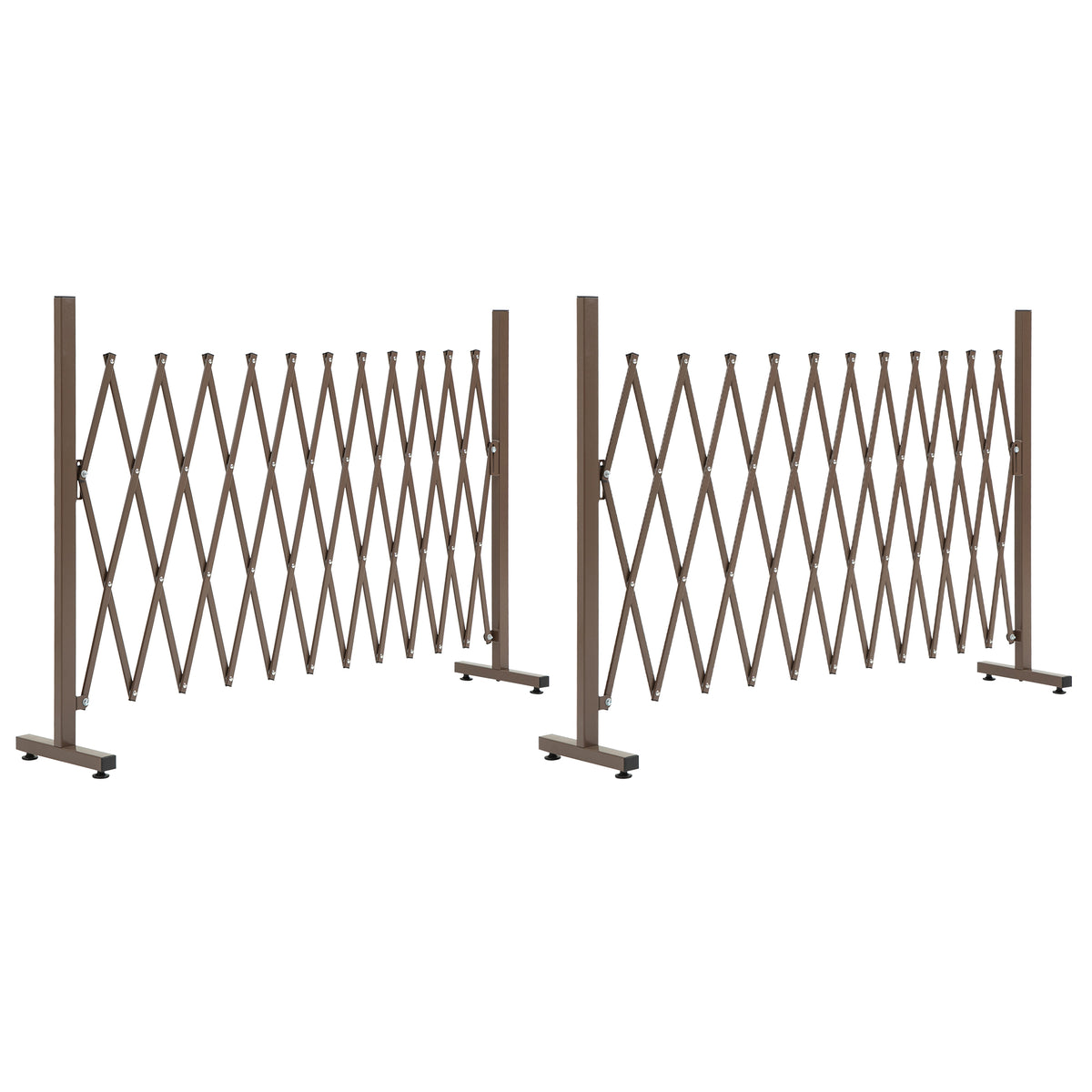 Fynco - Set of 2 Expanding Garden Fencc, Aluminium Freestanding Foldable Picket Fence, 300cmx103.5 cm, Dark Brown