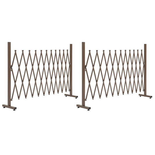 Fynco - Set of 2 Expanding Garden Fencc, Aluminium Freestanding Foldable Picket Fence, 300cmx103.5 cm, Dark Brown