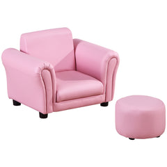 Toddler Chair Single Seater Kids Sofa Set, 54 x 42 x 41cm, Kids Sofa with Stool, Pink