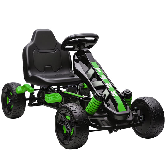 AIYAPLAY Pedal Go kart for Kids Ages 3-6 Years, with Automatic Clutch, Brake, EVA Anti-Slip Wheels, Green