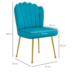 Velvet-Feel Shell Accent Chair - Blue