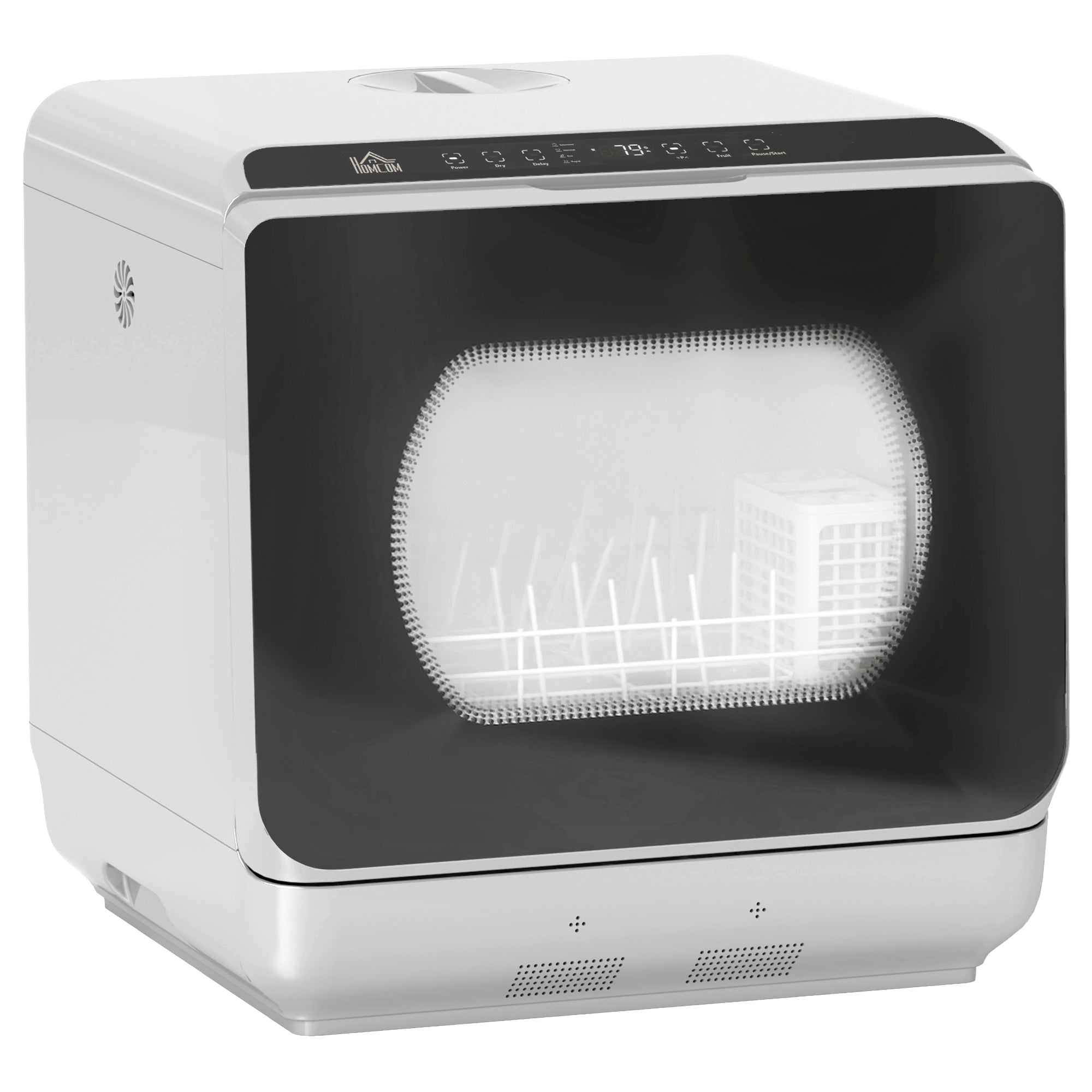 Table Top Dishwasher with Built-in 6L Water Tank, Mini Countertop Dishwasher with 6 Programs, 4 Place Settings, Silver Tone