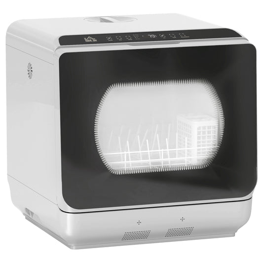 Table Top Dishwasher with Built-in 6L Water Tank, Mini Countertop Dishwasher with 6 Programs, 4 Place Settings, Silver Tone